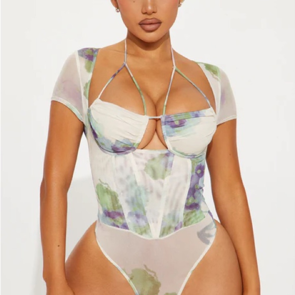 Fashion Nova Multicolor Sheer Bodysuit
